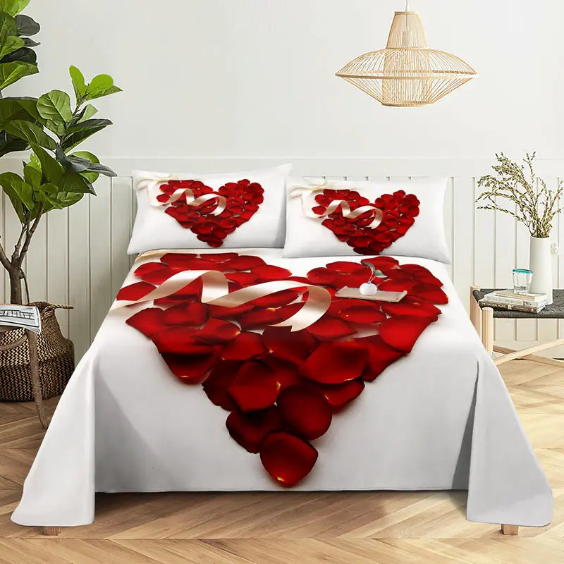 3D HD Bed Sheet Linen Pillow Case Cover Home Bedding Set