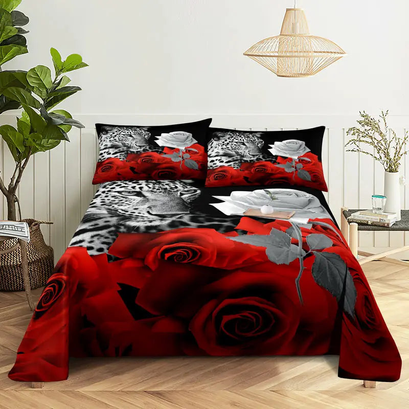 3D HD Bed Sheet Linen Pillow Case Cover Home Bedding Set