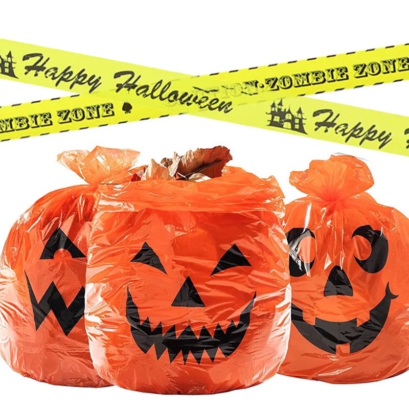 Large Halloween Pumpkin Plastic Leaf Bags