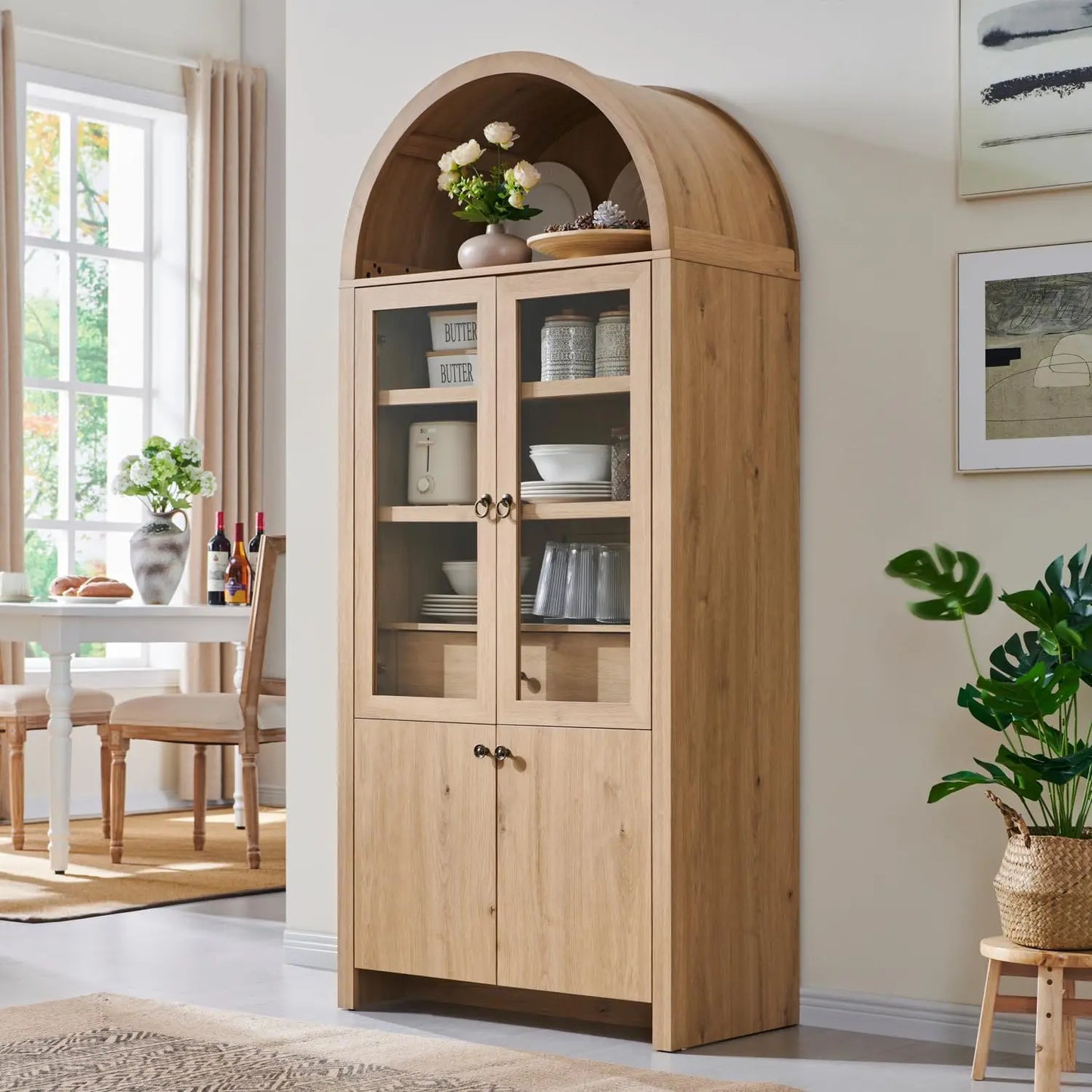 71" Tall Arched Kitchen Pantry Cabinet