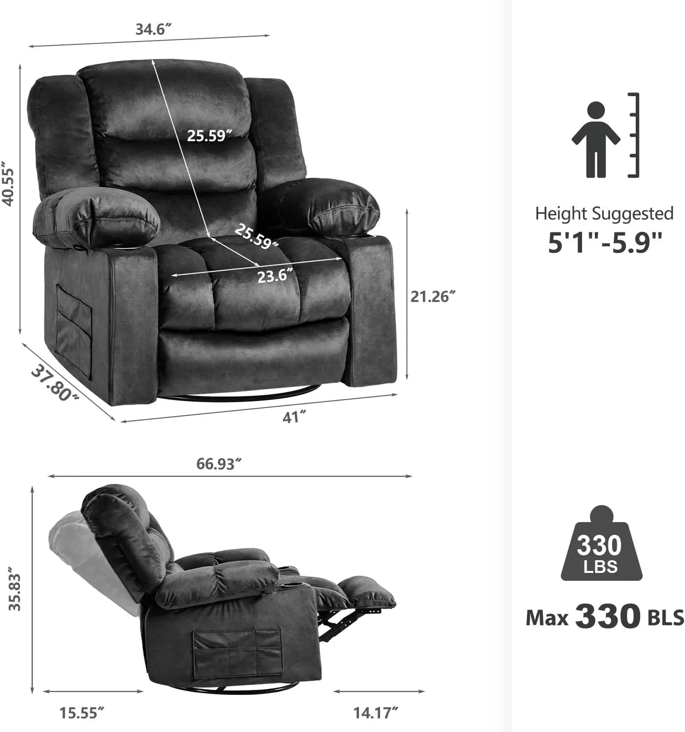 Heated, Massage Rocker Recliner