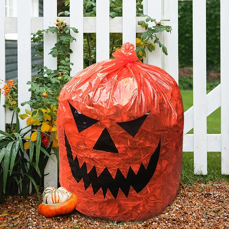 Large Halloween Pumpkin Plastic Leaf Bags