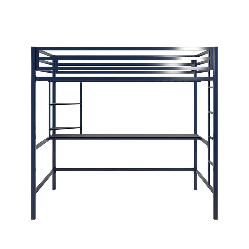 Twin-Over-Full Metal Bunk Bed With Ladder Navy Blue Bedroom Twin Set Furniture