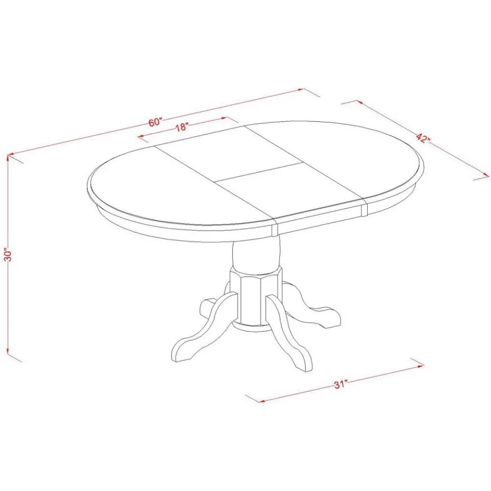 Oval Kitchen Table with Butterfly Leaf and 6 Linen Fabric Upholstered Chairs