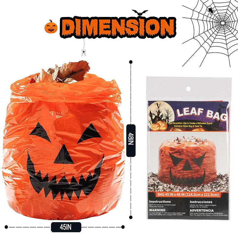 Large Halloween Pumpkin Plastic Leaf Bags