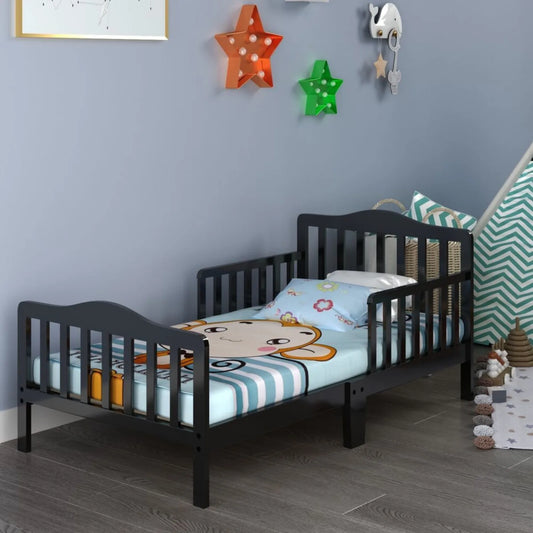 Toddler Wooden Bedroom Furniture With Guardrails Black -