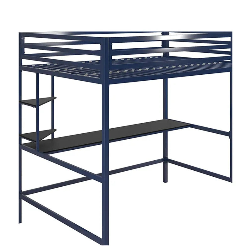 Twin-Over-Full Metal Bunk Bed With Ladder Navy Blue Bedroom Twin Set Furniture